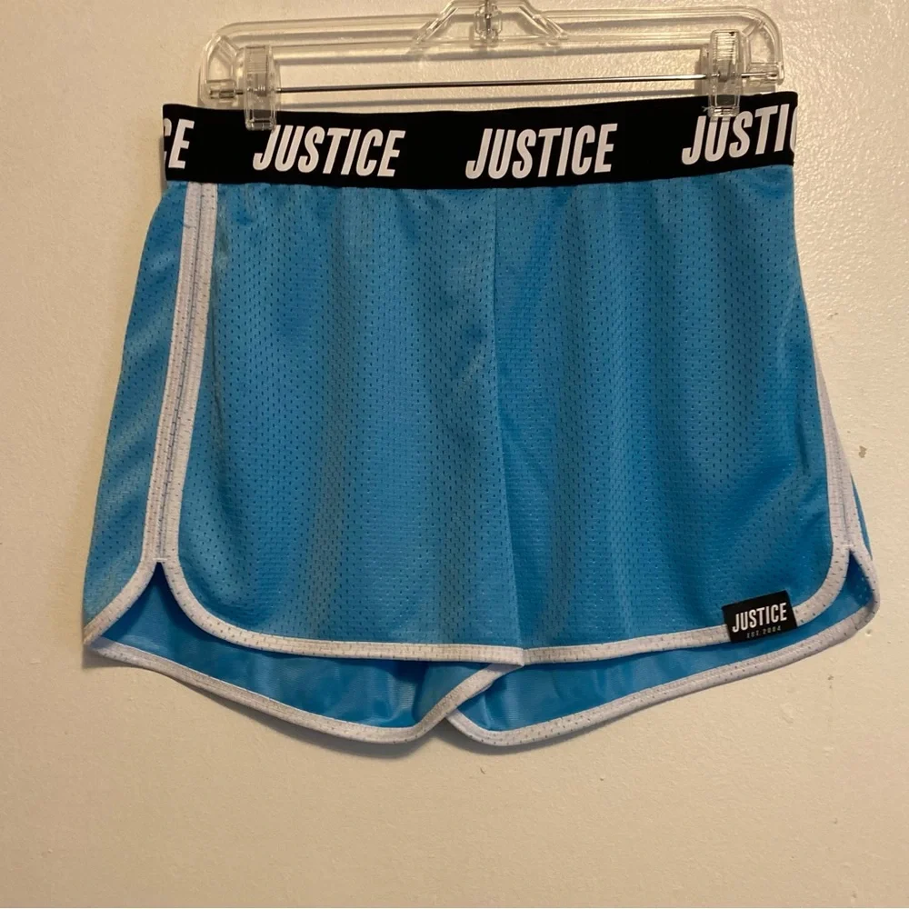 Justice Girls Blue Athletic Shorts Size‎ 16 Plus Stretch Pull On